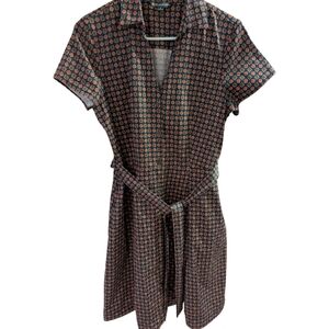 Brooks Brothers Navy and Coral Patterned Mini Dress